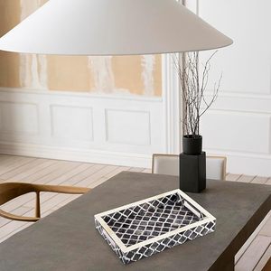 Motif marocain inspiré Chic gris 12x12 décor à la maison moderne cuisine artistique plateau de service élégant plateau ottoman pour un usage domestique - Product Image 3