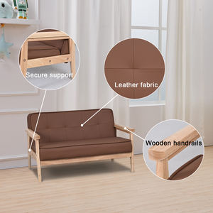 Kids <b>Mini</b> <b>Sofa</b> Solid Wood 2-Seater Brown PU Leather Eco-Friendly Bedroom Living Room Nursery Furniture - Product Image 6