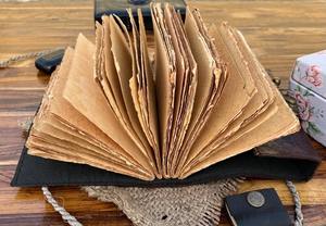 วารสารหนังดาวห้าแฉกสีดำทำด้วยมือแนววินเทจสำหรับผู้ชายและผู้หญิงการเย็บเกลียวด้ายผูกกระดาษเปล่าที่มีฝาปิดโลหะ - Product Image 3