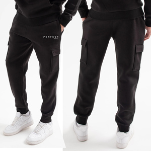 Pantalon de survêtement Cargo en éponge française 100% coton de haute qualité unisexe Joggers en molleton de coton avec impression bouffante brodée de logo personnalisé - Product Image 2