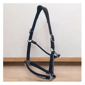 Vente chaude DD cuir noir anglais cheval licou avec cristal clair clouté SS/raccords en laiton disponibles plusieurs tailles couleurs - Product Image 2