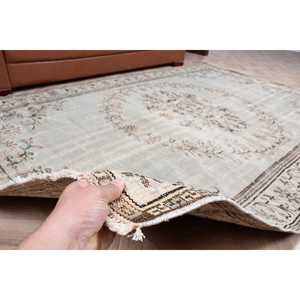 พรมตุรกีขนาด 5.9x8.7 ฟุต พรมวินเทจขนาดใหญ่ พรมขนสัตว์สีเทาแบบปะติดปะต่อ - Product Image 3