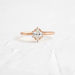 Anillo de compromiso de oro para mujer Moissanite de corte ovalado con diamante Halo antiguo GRA certificado precio al por mayor anillo de moda - Product Image 1