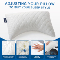Oreiller réglable en mousse à mémoire déchiquetée pour les dormeurs latéraux/arrière-Oreiller de soutien cervical avec rembourrage en mousse amovible, lavable en machine