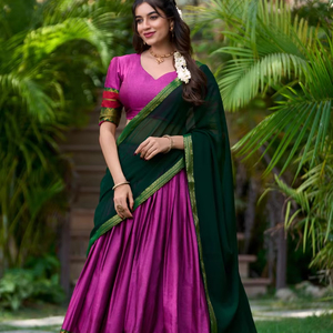 Latest Designer Poly Cotton Zari Weaving Work Lahenga Choli by FabZone - Product Image 1