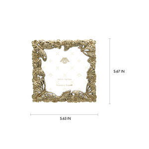 Cadre photo de luxe haut de gamme en alliage de zinc doré, rectangulaire 5"X5", écologique, motif papillon/fleur, cadeau Marufung - Product Image 4