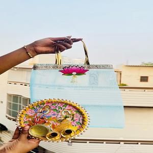 Directo del proveedor indio, festivo Diwali, bolsa decorativa artesanal para el hogar y plato de vela hecho de plástico - Product Image 2