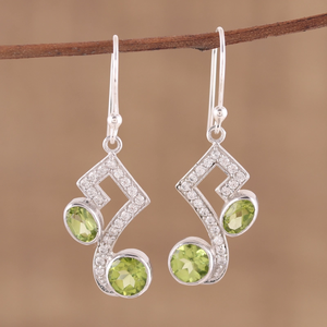 925 Sterling Silver Elegant <b>Handmade</b> Green Peridot <b>Earrings</b> New Design Drop <b>Earrings</b> for Party Hot Popular Gift for Her - Product Image 4