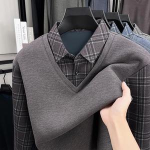 เสื้อยืดลำลองผู้ชายสำหรับฤดูหนาว ขายดี แฟชั่นธุรกิจใหม่ เสื้อผ้าผู้ชายทันสมัย คอเสื้อเก๋ หนานุ่ม อุ่นสบาย ระบายอากาศได้ดี - Product Image 3