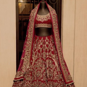 DESIGNER & BEAUTIFUL HEAVY EMBROIDERY ON <b>BLOUSE</b> WITH LEHENGA DRESS Embellished WITH CRYSTAL GLASS BEADS,STONE,DABKA work @2022 - Product Image 1