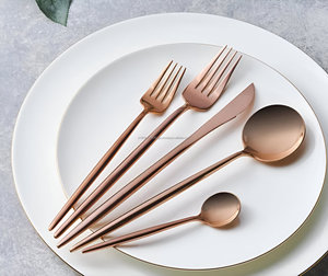 Couverts or rose en acier inoxydable de qualité supérieure Élégance classique pour les occasions spéciales-Lot de 5 ustensiles de table formels - Product Image 6