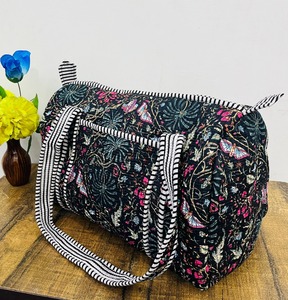 กระเป๋าผ้าควิลท์ลายบล็อกแนวสปอร์ตสุดหรูกระเป๋าเดินทางแบบสัปดาห์ทำจากผ้าฝ้ายความจุเยอะทนทานเป็นมิตรต่อสิ่งแวดล้อม - Product Image 1