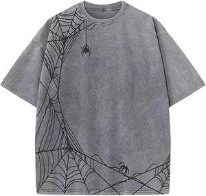 T-shirt personnalisé délavé à l'acide Sérigraphie graphique en coton personnalisée décontractée rue vintage surdimensionnée t-shirt délavé - Product Image 2