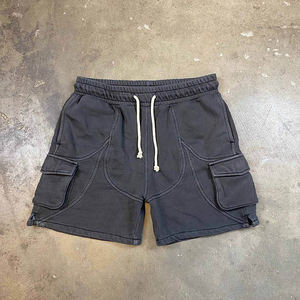 Shorts cargo en coton 100% à lavage acide pour hommes, vente chaude, logo personnalisé, vintage, écologique, shorts de sport, service OEM - Product Image 2