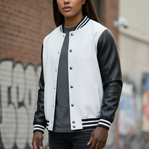 Nouveauté 2026 – Blousons universitaires 100 % laine avec manches en cuir pour femme, logo brodé personnalisé, camouflage, imperméable et respirant - Product Image 4