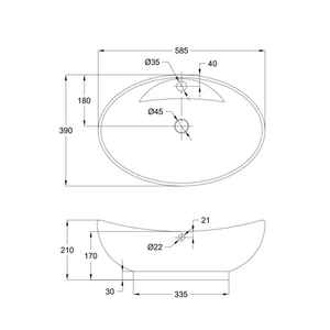 Lavabo Ovalado de Cerámica Blanca para Encimera - Product Image 6