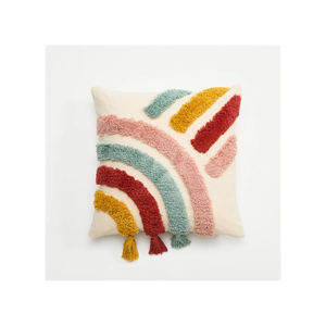 New Arrival Rainbow Arc Tufted <b>Cushion</b> <b>Cover</b> With Tassels 18x18 Boho Embroidery Pillow Case - Product Image 6