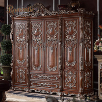 Luxuriöses Traditionelles Europäisches Schlafzimmer-Möbelset Massivholz Geschnitztes Bett Elegantes Königliches Design