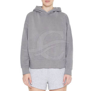 Conjunto de Sudadera con Capucha y Pantalones Cortos para Mujer, 100% Algodón, Ligero, Transpirable, de Secado Rápido, para Verano, Estilo Urbano, con Impresión de Logotipo Personalizado - Product Image 1