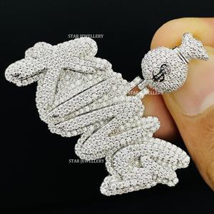 Colgante de Letra Personalizada con Diamantes Naturales Redondos de Corte Brillante, Chapado en Oro de 10K, Estilo Hip Hop, Joyería Unisex - Product Image 5