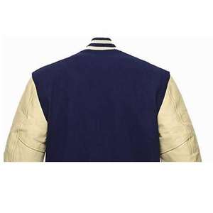 Vente en gros de vestes universitaires en laine personnalisées Blouson bombardier Letterman à manches en cuir de haute qualité pour hommes patchwork - Product Image 5