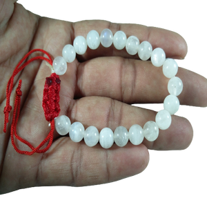 Pulsera de piedra lunar de arcoíris blanco, cuentas de ágata de cuarzo Natural de hermosa calidad, artesanías de piedra semipreciosa, grabado a mano - Product Image 1