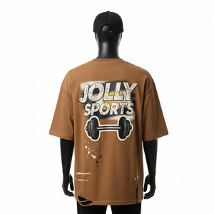 T-shirt ample pour homme en jersey de coton premium 220 GSM, couleur marron, toucher doux, impression sérigraphique, logo personnalisé - Product Image 2