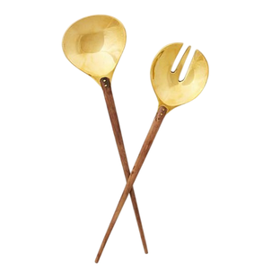 Good Quality Metal Gold <b>Salad</b> Server or <b>Salad</b> <b>Spoons</b> With Wooden Handle Home And Wedding Dinnerware <b>Salad</b> Server - Product Image 1