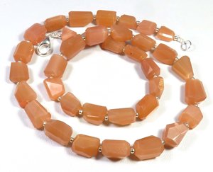 Collar de pepita de melocotón natural de 18 pulgadas, piedra preciosa brillante de 9-13mm, piedras preciosas facetadas sueltas de 36 piezas - Product Image 3