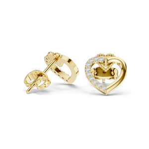 Boucles d'oreilles en diamant de laboratoire de 0,12 carat en forme de cœur, clarté VVS-VS EF, or 18 carats, 14 carats, 10 carats et argent 925, rose, jaune, blanc - Product Image 4