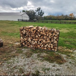 Stacked Firewood <b>Log</b> Pile Outdoor Storage Rack Natural Wood Fuel Ready for Winter Use. - Product Image 1