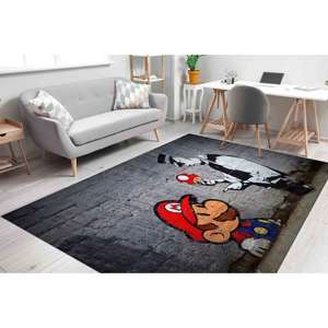 Tapis Mario Graffiti : Tapis antidérapant abstrait imprimé en 3D, avec poils doux - Product Image 2