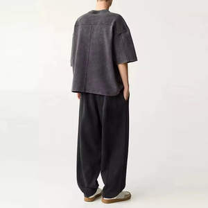 T-shirt Homme Personnalisable 100% Coton Uni Vintage Coupe Boxy Courte Style Chinois Délavé à l'Acide Oversize 300 g/m² Grammage Lourd Imprimé - Product Image 4