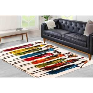 Tapis imprimé avec peinture des peuples Masai, design africain abstrait moderne, tapis à poils doux - Product Image 2