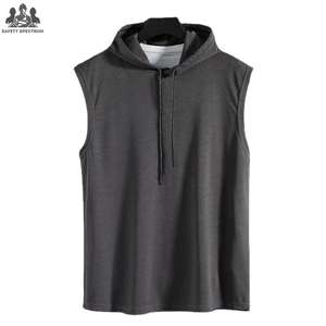 <b>Men's</b> Winter Gym <b>Sleeveless</b> <b>Hoodie</b> | 100% Cotton Solid Digital | Lightweight Breathable Workout Clothing | OEM Manufacturer - Product Image 1