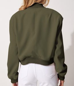 Manteau décontracté à manches longues et boutons pour femmes, avec poches, design et couleur personnalisés, blouson universitaire d'automne, vêtements d'extérieur - Product Image 2