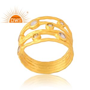 แหวน925เงินสเตอร์ลิง18K ชุบทอง18K แหวนพลอยบุษราคัมสีขาวธรรมชาติ - Product Image 1