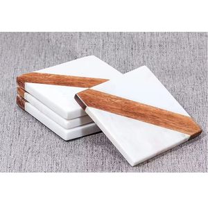 Posavasos de madera y mármol hecho a mano de India de nuevo diseño, utensilios de cocina, suministros para restaurante, taza de té y café, posavasos, vajilla - Product Image 5