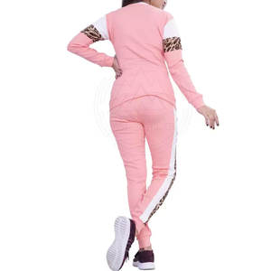 Chándales de dos piezas de moda informal de Color sólido para mujer recién llegados tela de lona de invierno con cuello levantado al por mayor - Product Image 2