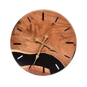 Best Quality Black Epoxy Resin Wooden Handmade Modern Multi-Functional Art <b>Wall</b> <b>Clock</b> Indian Exporters' Wood Craft <b>Unique</b> Home - Product Image 3