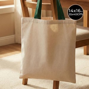 14 X 16 (35x40 Cm) Canvas <b>Purse</b> with <b>Green</b> Zippered Handles 10 Oz-Solid <b>Green</b> Color Cotton and Polyester Lining - Product Image 6
