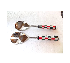 Ensemble de couverts de traiteur de mariage de luxe avec poignées en résine Couverts en acier inoxydable Fabricant indien Décoration de salle à manger en acier miroir - Product Image 1