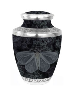 Urnas de cremación abstractas de aspecto dorado con diseño de mármol al por mayor para adultos, soporte de metal para cenizas conmemorativas con bolsa de terciopelo - Product Image 4