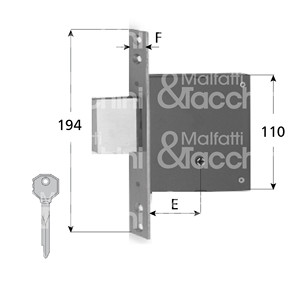 Cerradura de embutir Art. 1300 K 3 vueltas delanteras en latón pintado satinado Counter Edge y 2 tapas de Cerradura en acero latón - Product Image 1