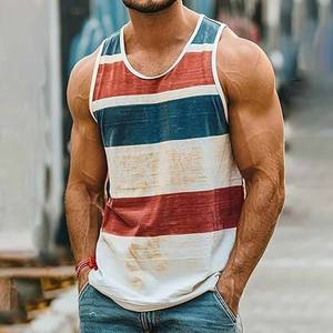 Trendy High Street <b>Men's</b> Casual <b>Waistcoat</b> 100% Cotton Retro American Style Distressed Washed Hole Vest <b>Knitted</b> T-Shirt - Product Image 4