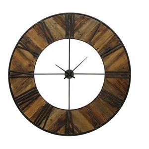 Horloge murale analogique durable au design antique avec cadre en bois, idéale pour le salon et la décoration intérieure - Product Image 1