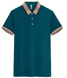 Polo décontracté 100% coton pour homme avec revers anti-rides et manches courtes et amples en tissu tricoté et imprimé. - Product Image 3