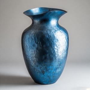 Vase bleu mat VintageTide dans un vase de sol de style méditerranéen antique Design en relief floral Décoration d'intérieur Déclaration d'accent - Product Image 6