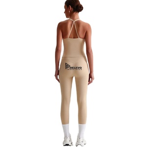 Women Two Piece Outfit <b>Cross</b> Strap Tank <b>Top</b> and Relaxed Fit Pants Set Soft Stretch Casual Summer Wear Set for Wholesale - Product Image 1