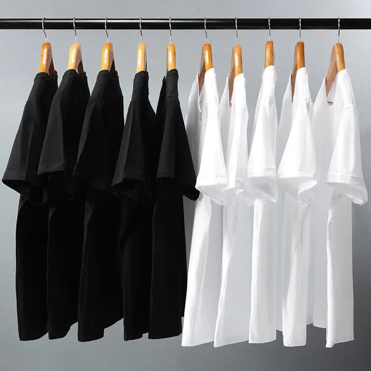 High Quality 300 gsm 100% Cotton Tshirt Custom Logo Blank Plain Oversized Men's T-shirts Black Off Shoulder T Shirt